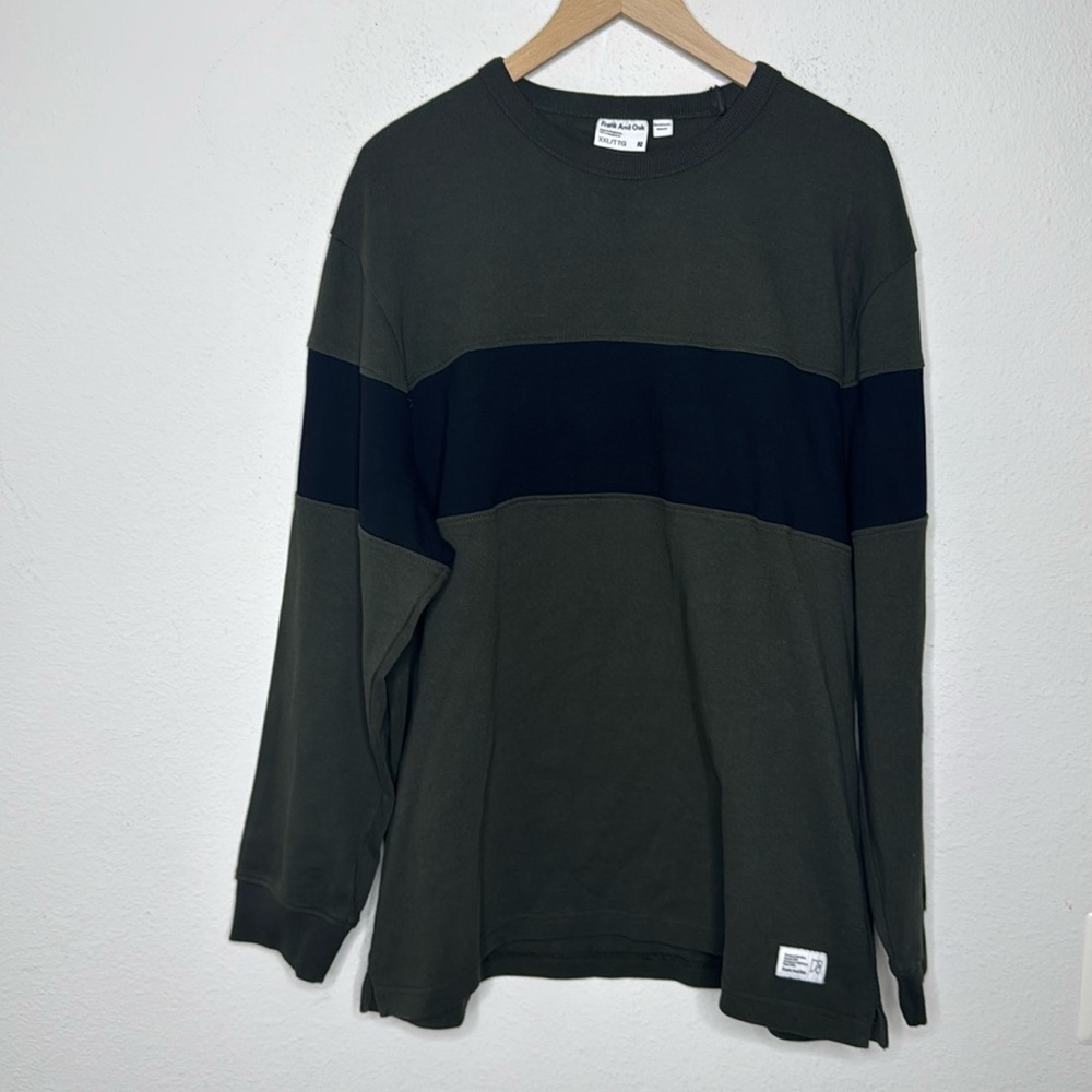Frank and Oak relaxed long sleeve green organic cotton pullover size XXL/TTG
